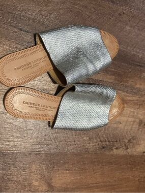 Chinese Laundry Metallic Silver Slip-On Mules